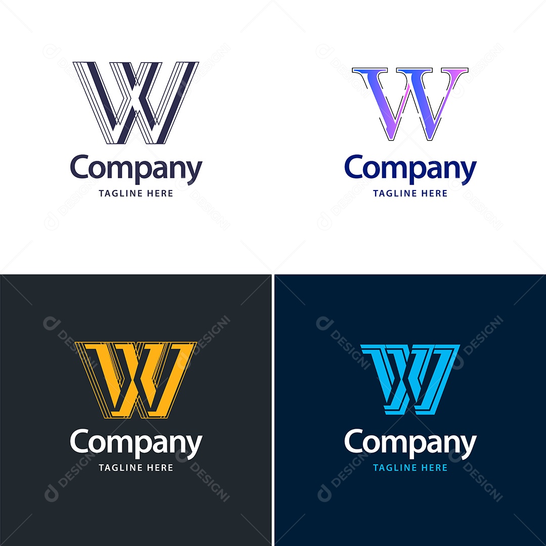 Logo W Logotipos Modernos AI Editável