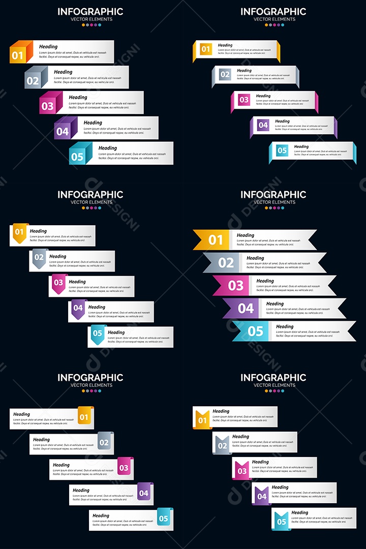 Conjunto de infográficos vetoriais Vetor EPS