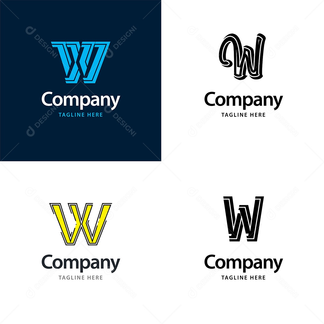 Logo W Logotipos Modernos AI Editável