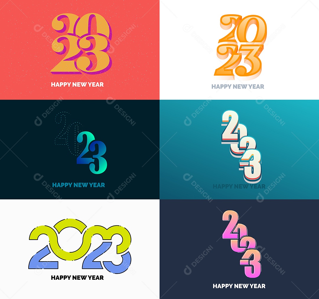 Coleção de Símbolos de Ano Novo de 2023 Vetor EPS