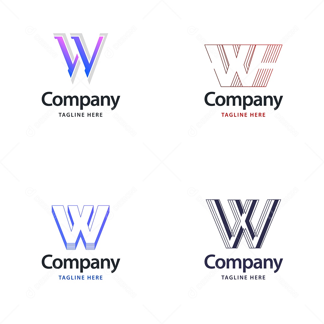 Logo W Logotipos Modernos AI Editável