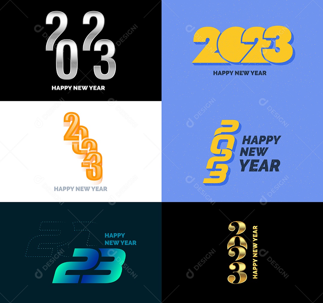 Coleção de Símbolos de Ano Novo de 2023 Vetor EPS