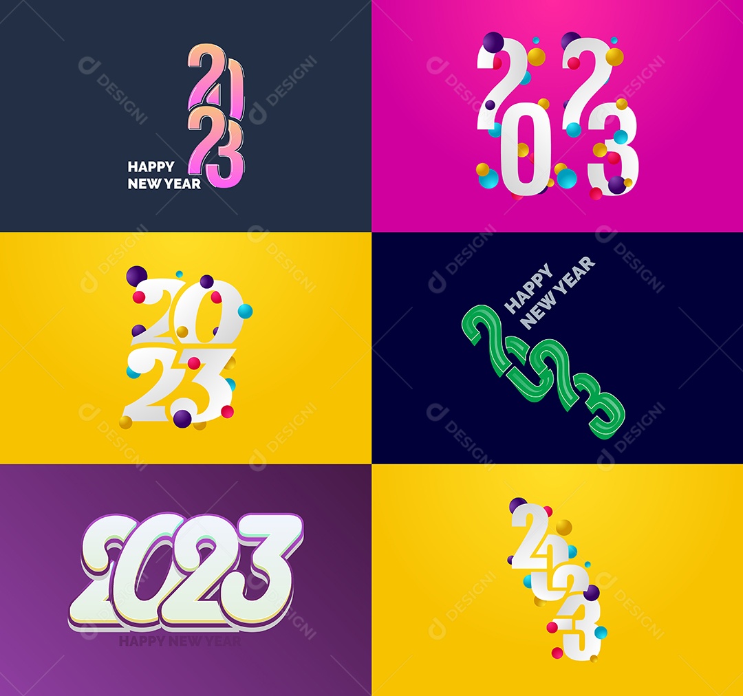 Coleção de Símbolos de Ano Novo de 2023 Vetor EPS