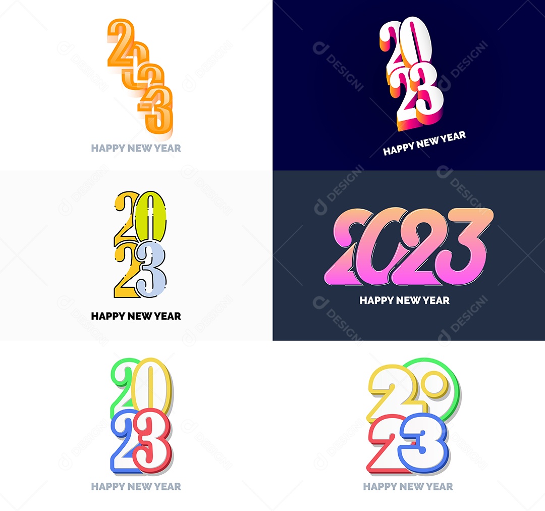 Coleção de Símbolos de Ano Novo de 2023 Vetor EPS