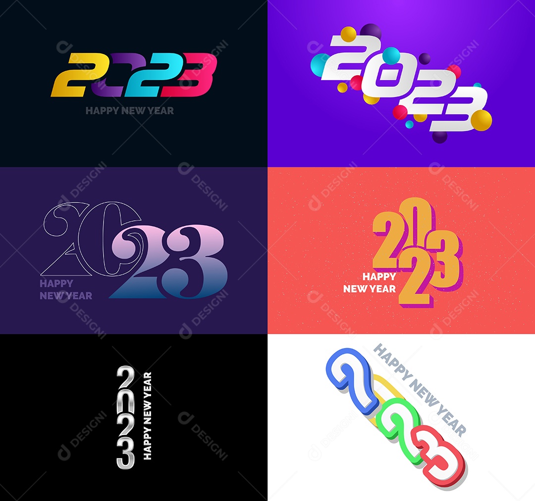 Coleção de Símbolos de Ano Novo de 2023 Vetor EPS
