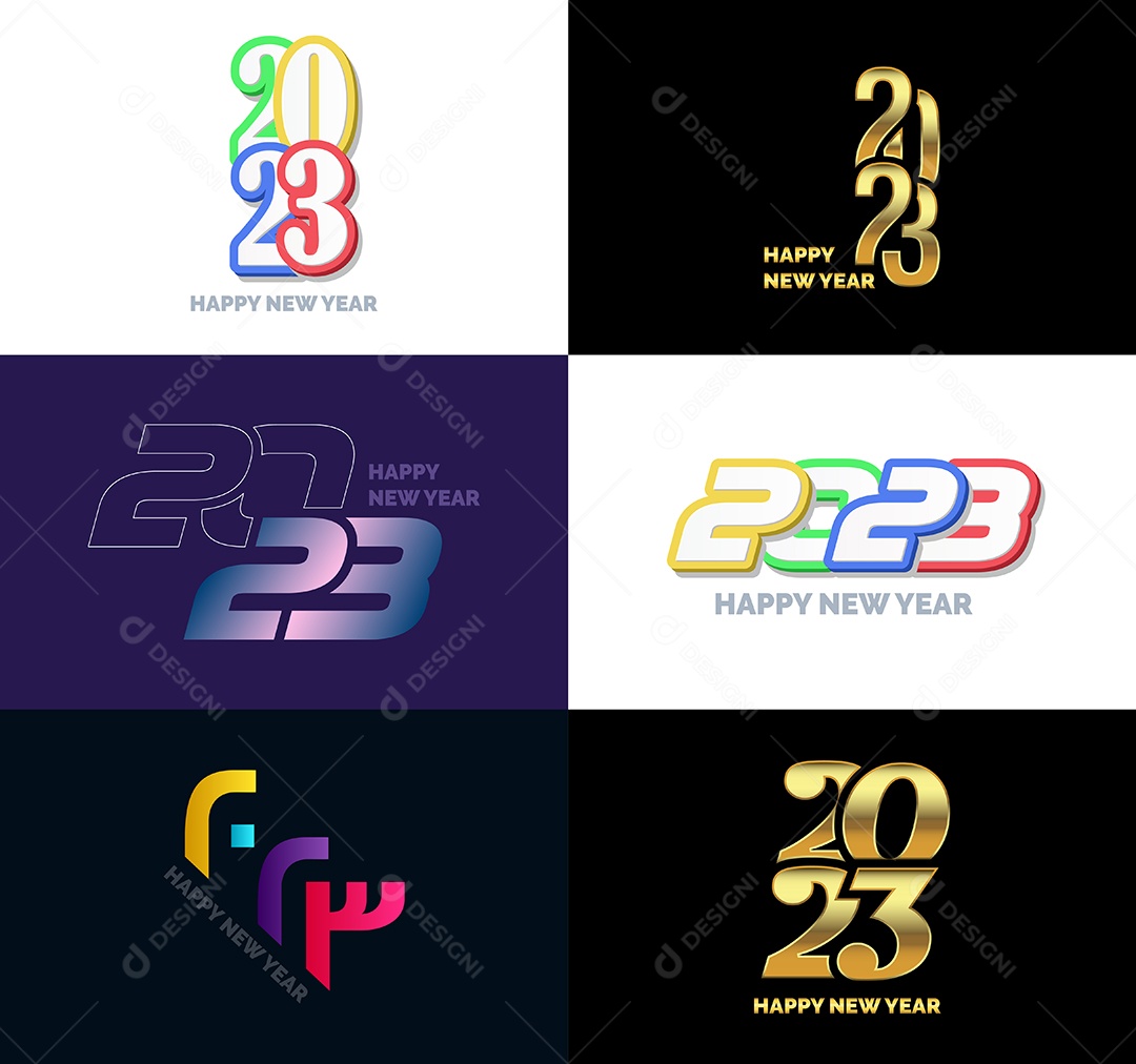 Coleção de Símbolos de Ano Novo de 2023 Vetor EPS