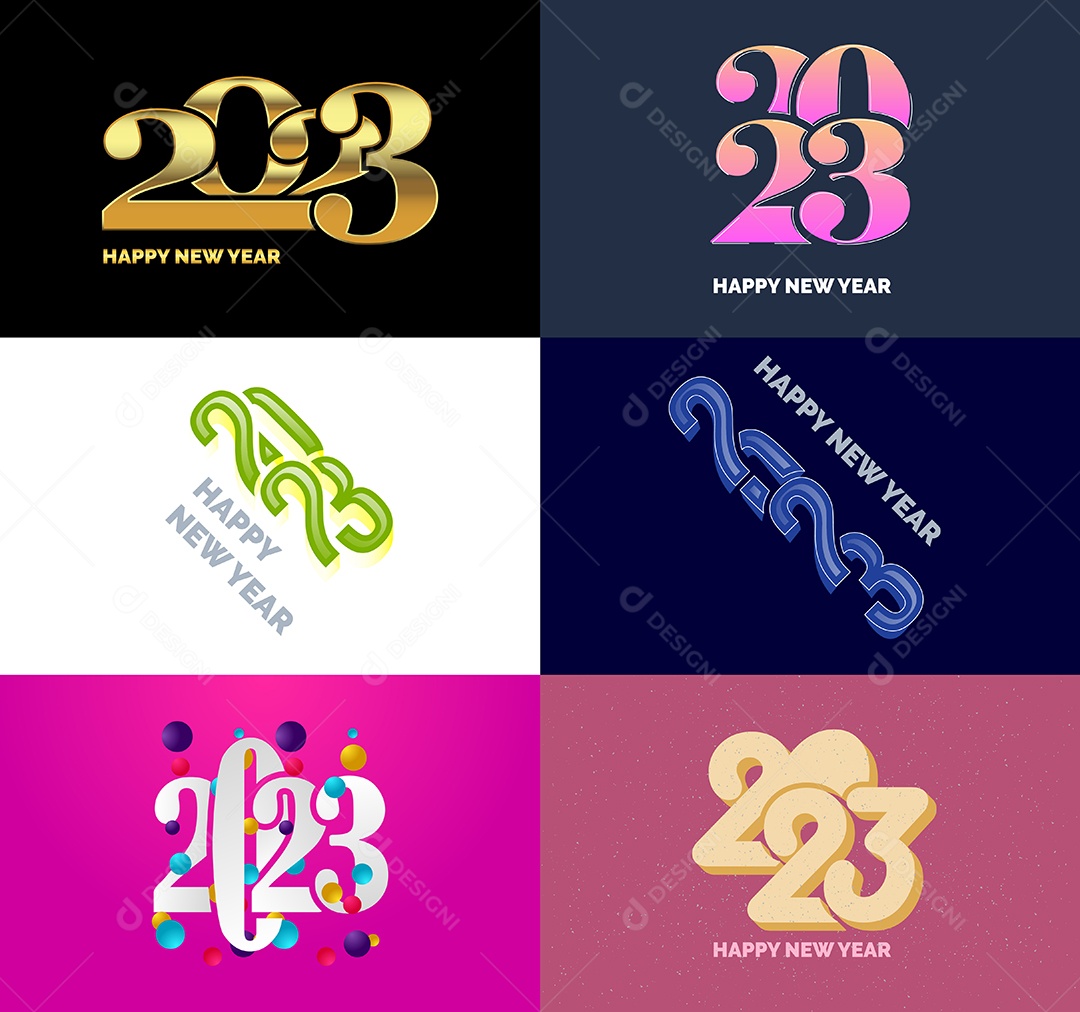 Coleção de Símbolos de Ano Novo de 2023 Vetor EPS