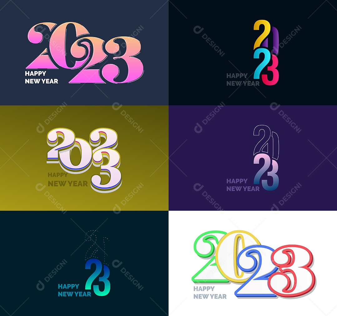 Coleção de Símbolos de Ano Novo de 2023 Vetor EPS
