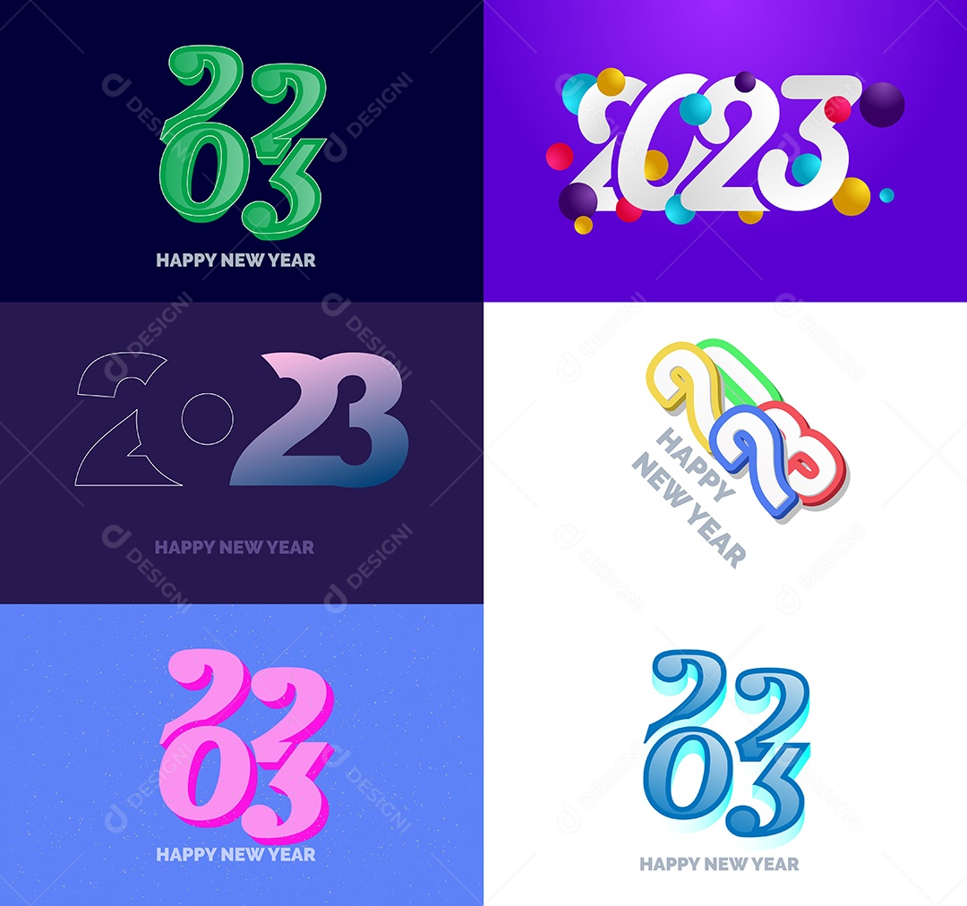 Coleção de Símbolos de Ano Novo de 2023 Vetor EPS