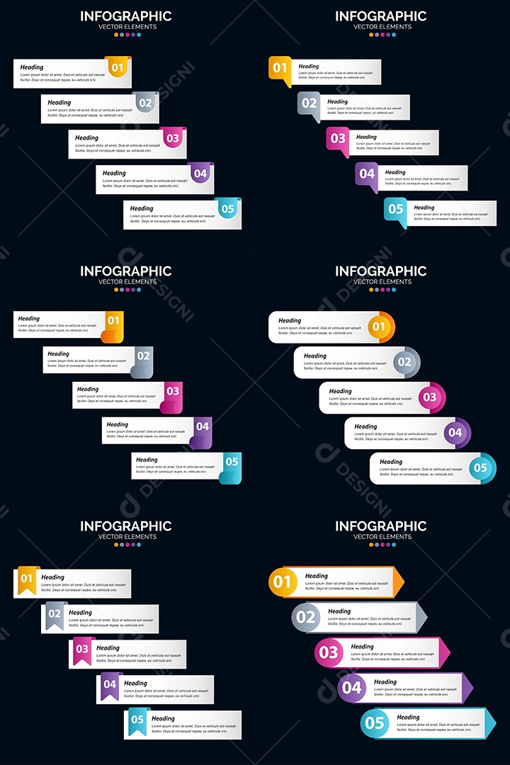 Conjunto de infográficos vetoriais Vetor EPS