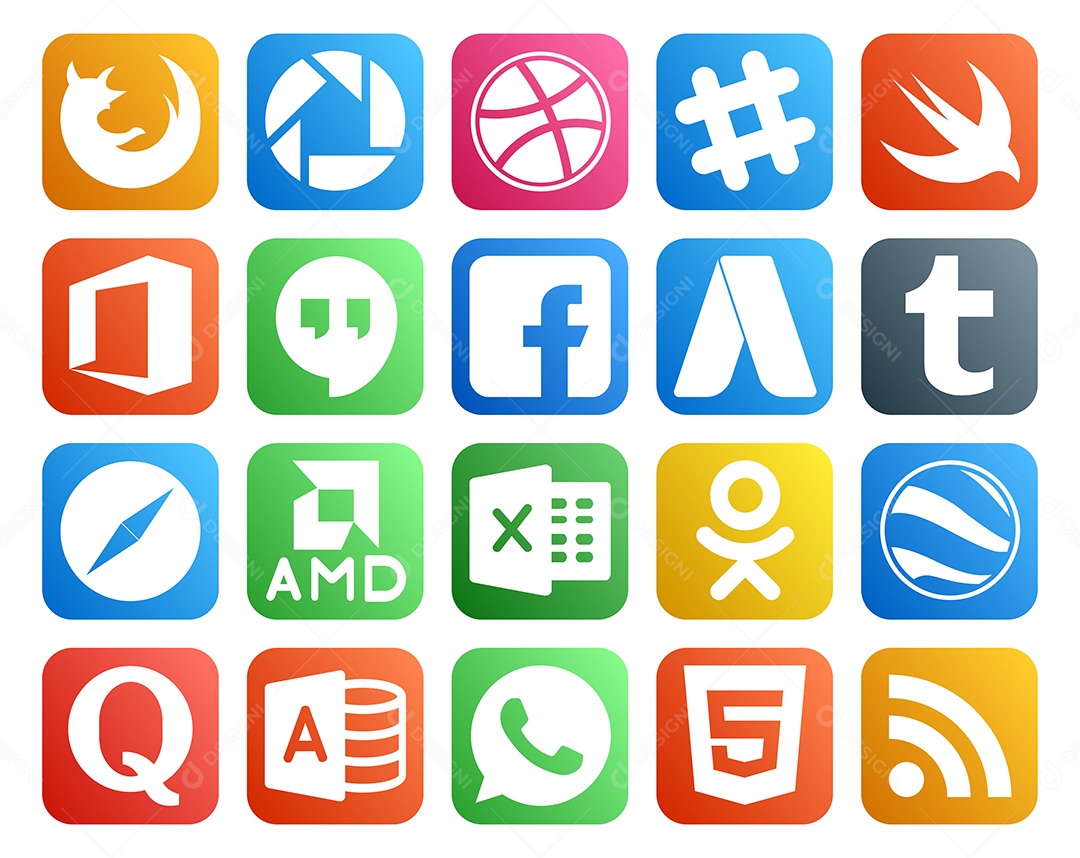 Pacote de ícones de mídia social Vetor EPS