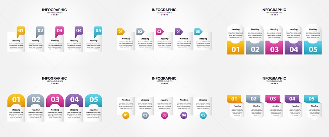 Conjunto de infográficos vetoriais Vetor EPS