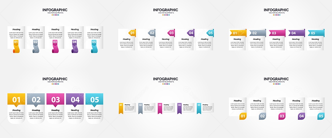 Conjunto de infográficos vetoriais Vetor EPS