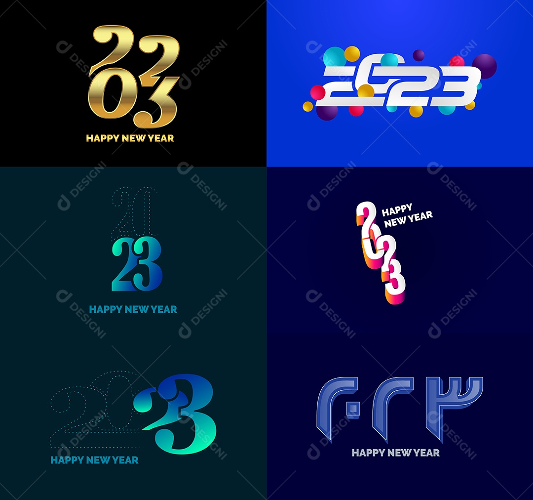 Coleção de Símbolos de Ano Novo de 2023 Vetor EPS