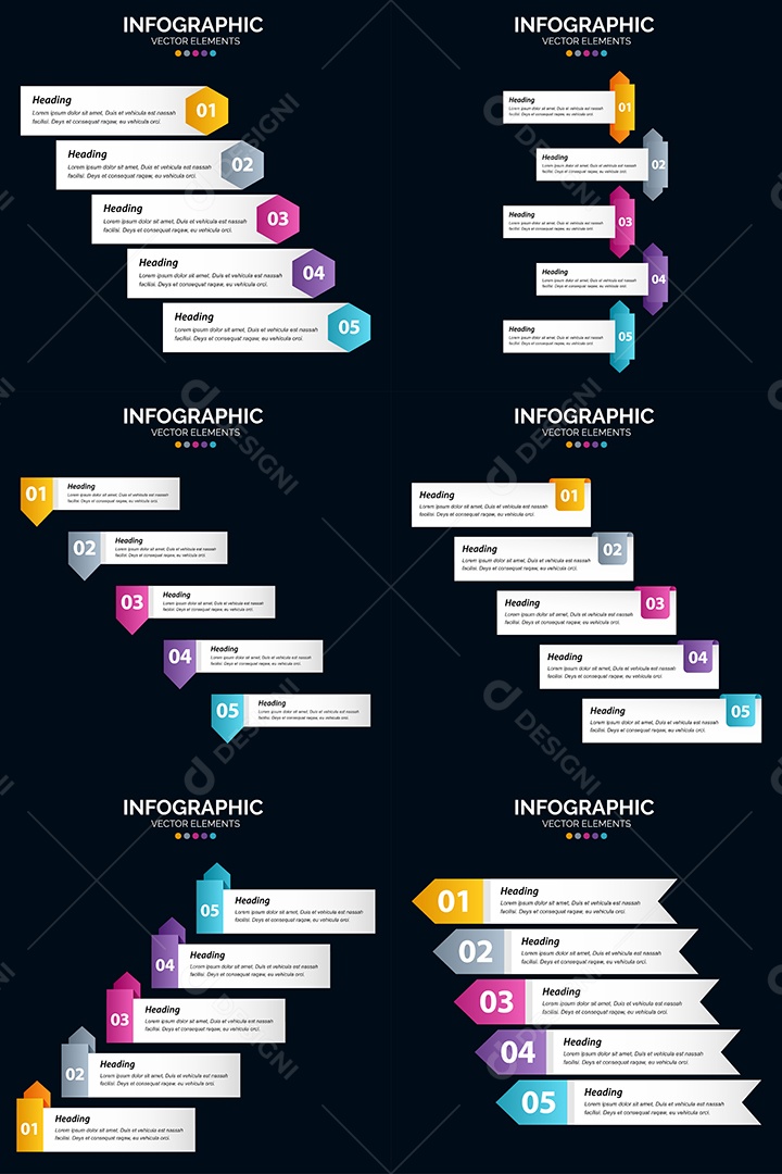 Conjunto de infográficos vetoriais Vetor EPS