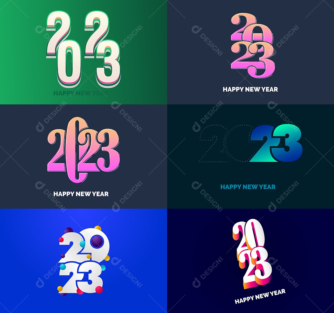 Coleção de Símbolos de Ano Novo de 2023 Vetor EPS