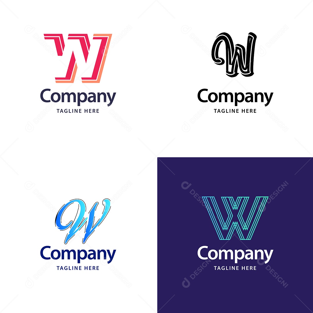 Logo W Logotipos Modernos AI Editável