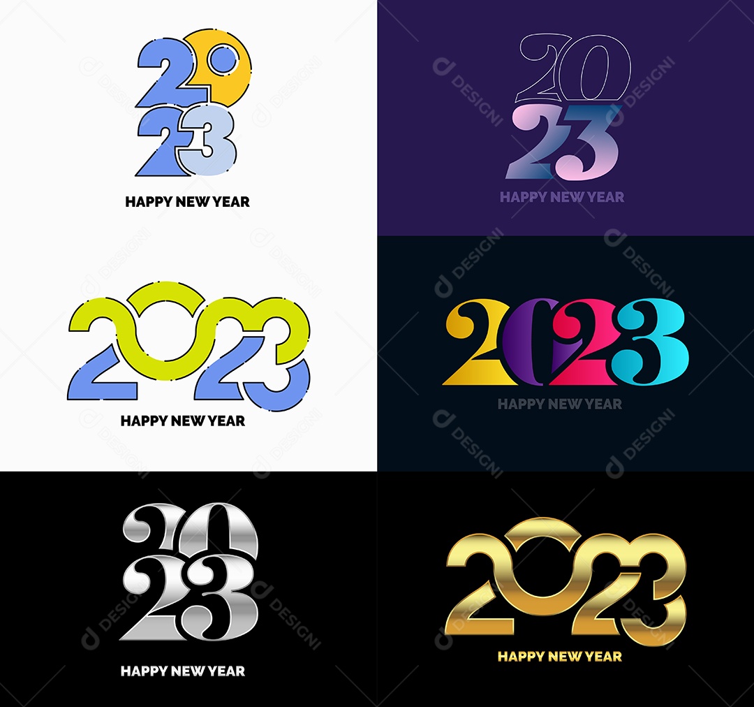 Coleção de Símbolos de Ano Novo de 2023 Vetor EPS