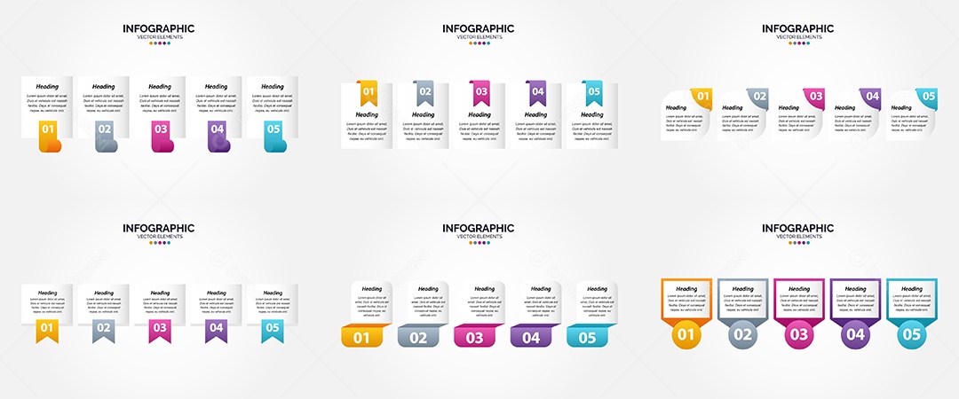 Conjunto de infográficos vetoriais Vetor EPS
