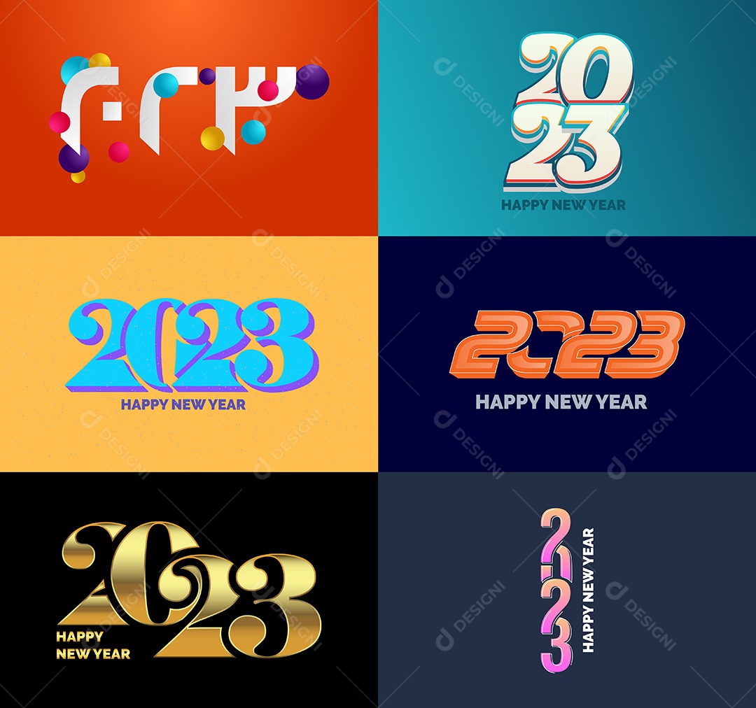 Coleção de Símbolos de Ano Novo de 2023 Vetor EPS