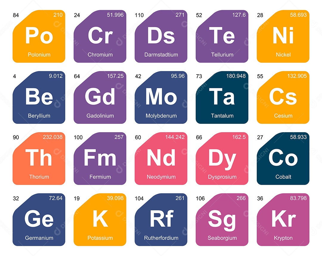 Tabela Periódica Colorida Ícones Vetor EPS