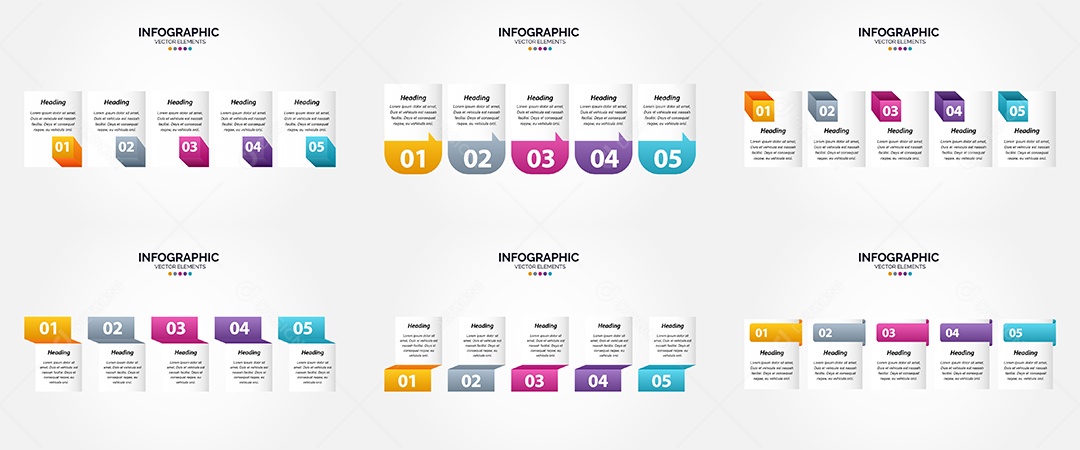 Conjunto de infográficos vetoriais Vetor EPS