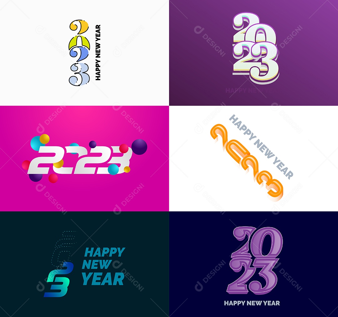 Coleção de Símbolos de Ano Novo de 2023 Vetor EPS