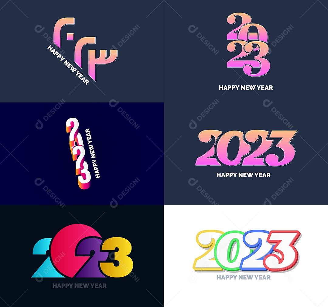 Coleção de Símbolos de Ano Novo de 2023 Vetor EPS