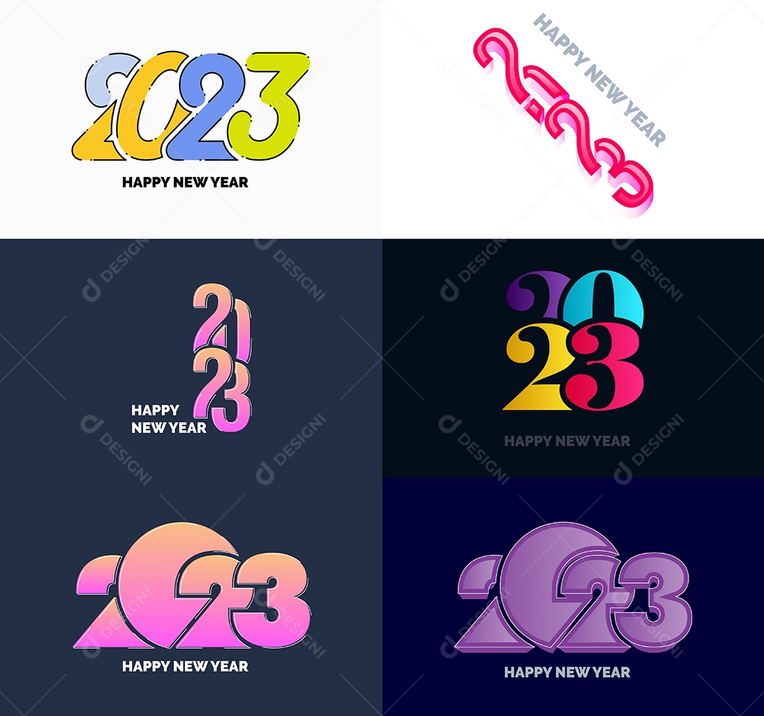 Coleção de Símbolos de Ano Novo de 2023 Vetor EPS