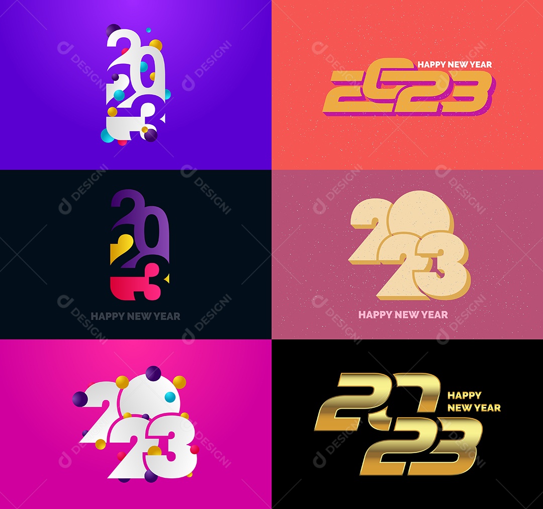 Coleção de Símbolos de Ano Novo de 2023 Vetor EPS
