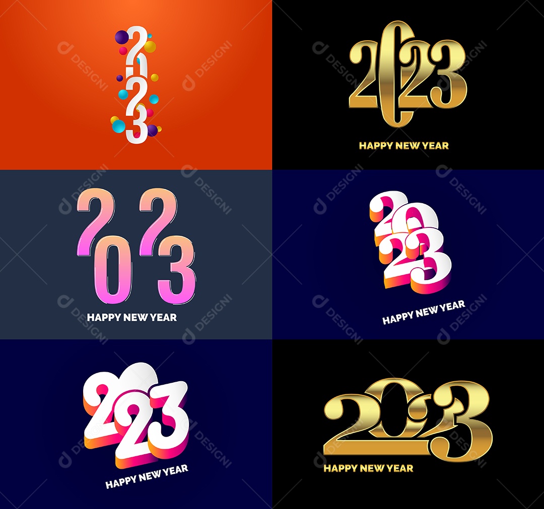 Coleção de Símbolos de Ano Novo de 2023 Vetor EPS