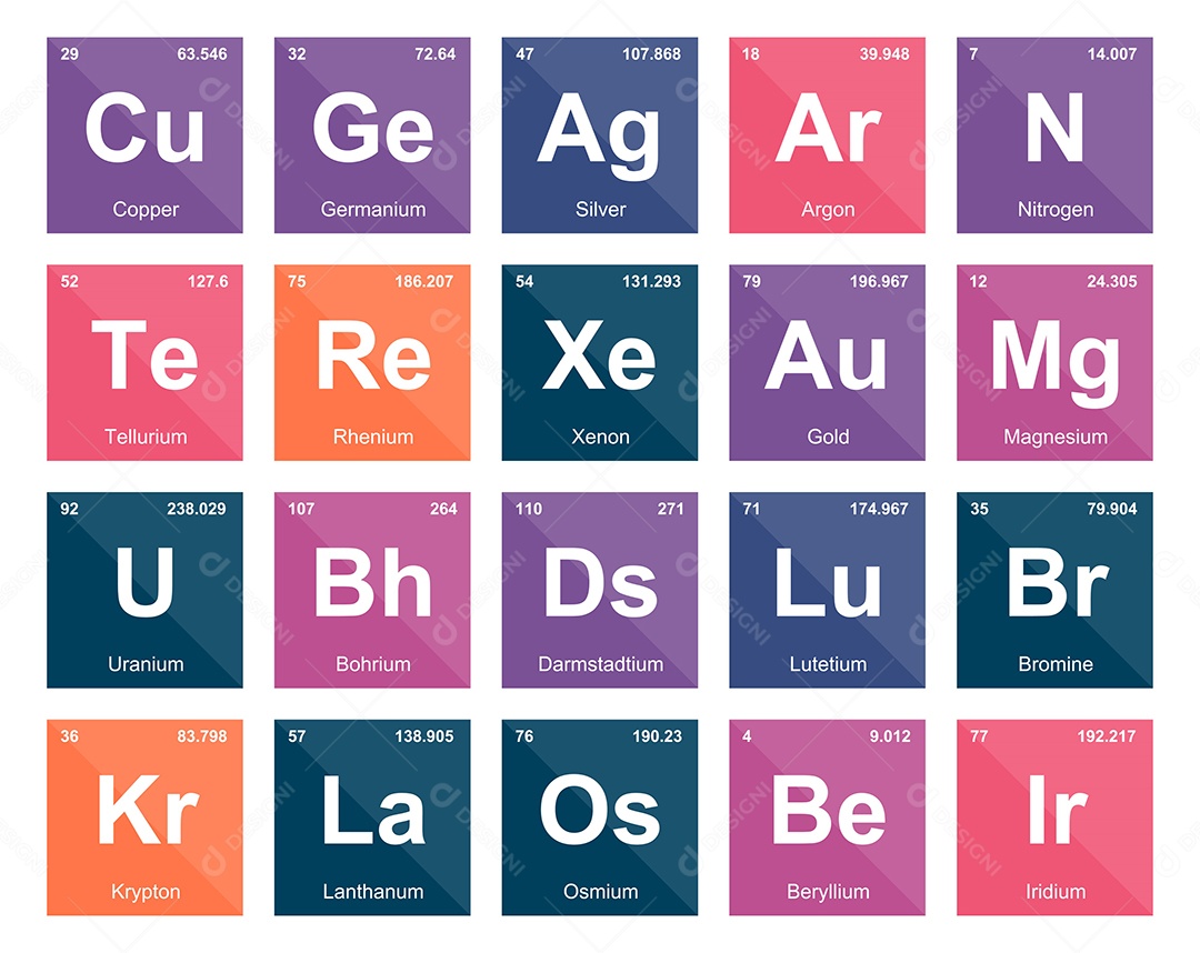 Tabela Periódica Colorida Ícones Vetor EPS