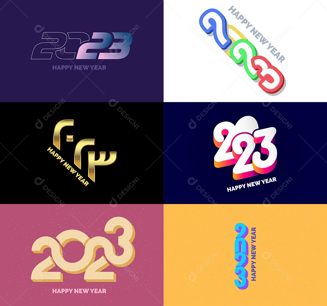 Coleção de Símbolos de Ano Novo de 2023 Vetor EPS