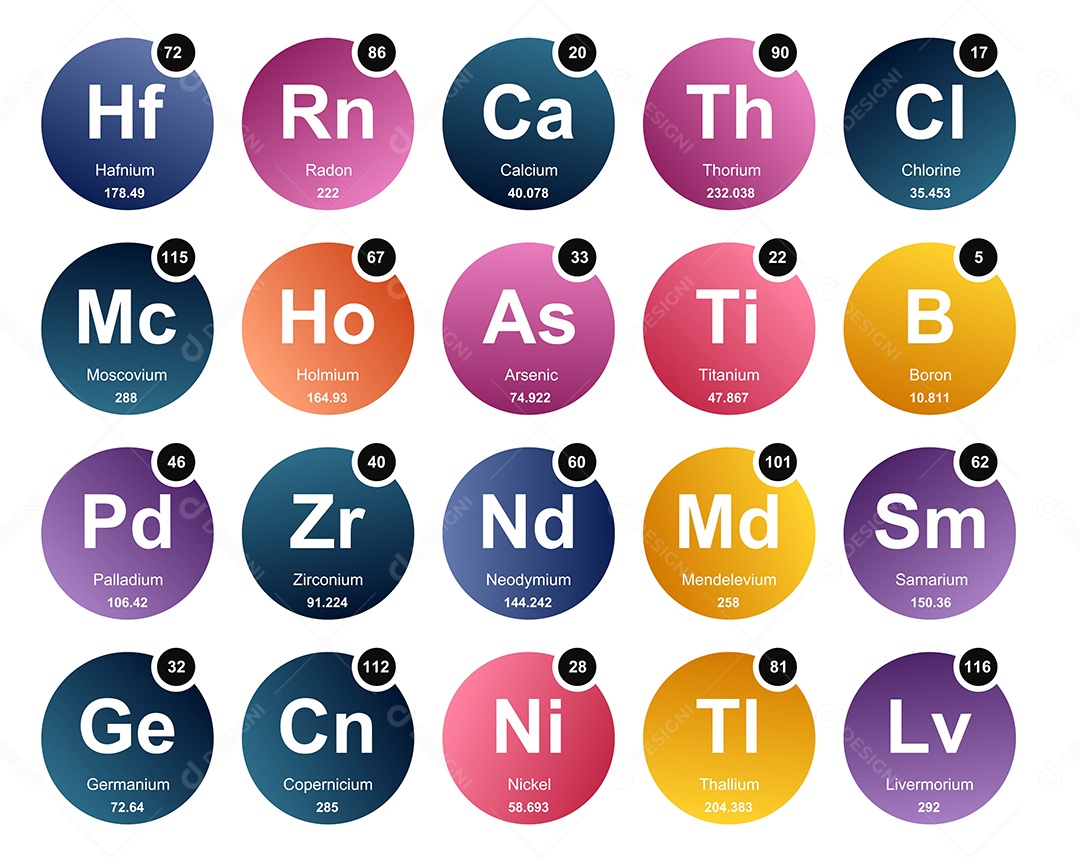 Tabela Periódica Colorida Ícones Vetor EPS