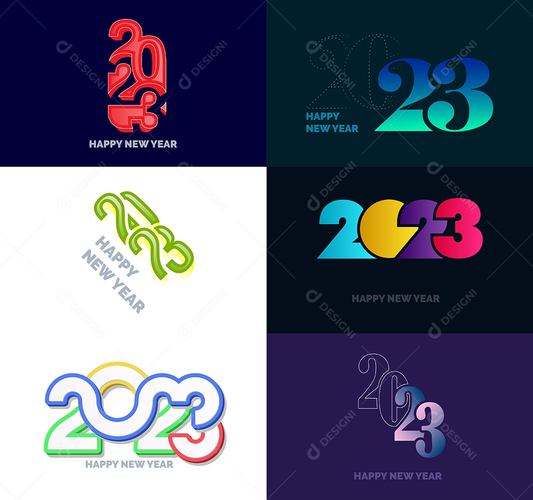 Coleção de Símbolos de Ano Novo de 2023 Vetor EPS