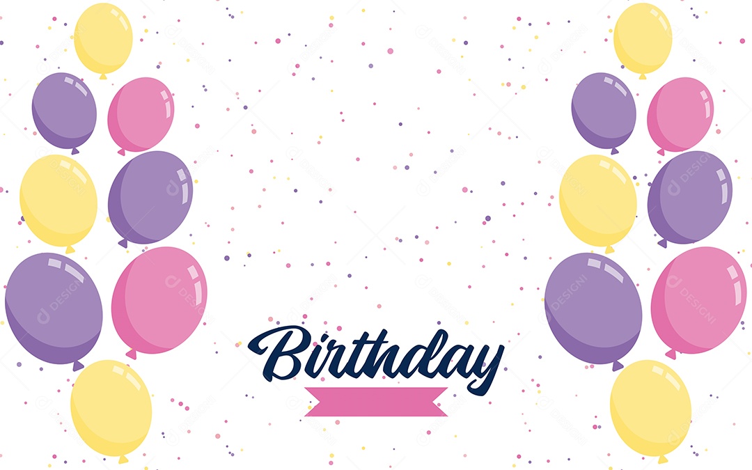 Banner de Texto de Feliz Aniversário Vetores EPS