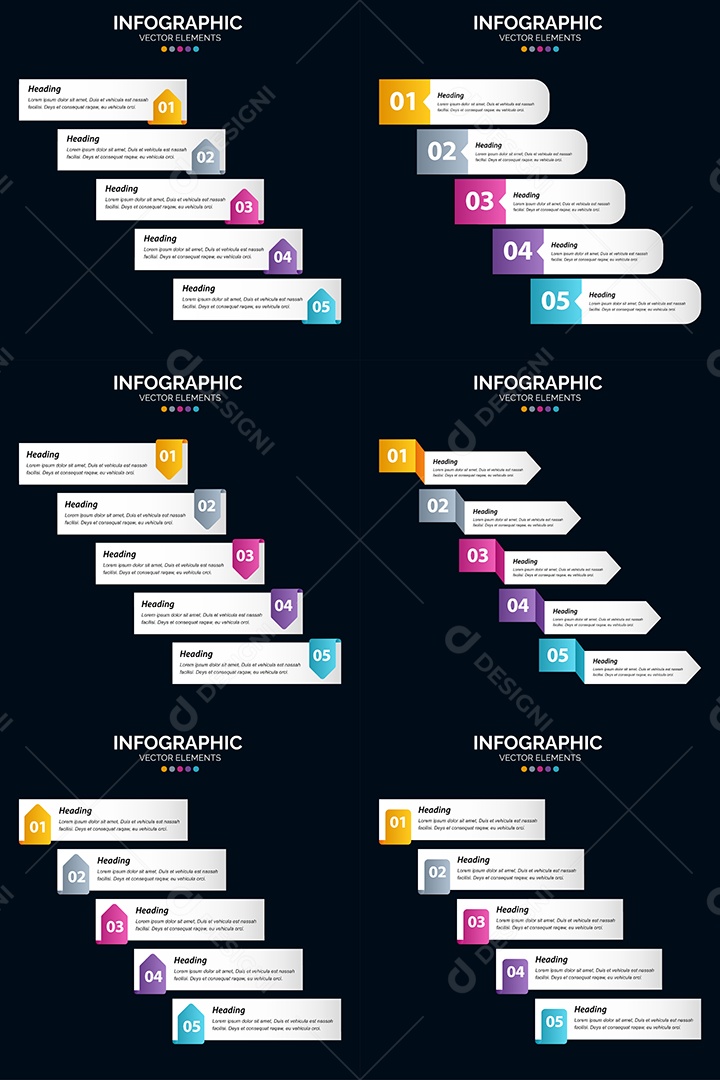 Conjunto de infográficos vetoriais Vetor EPS
