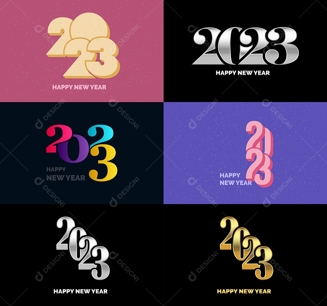 Coleção de Símbolos de Ano Novo de 2023 Vetor EPS