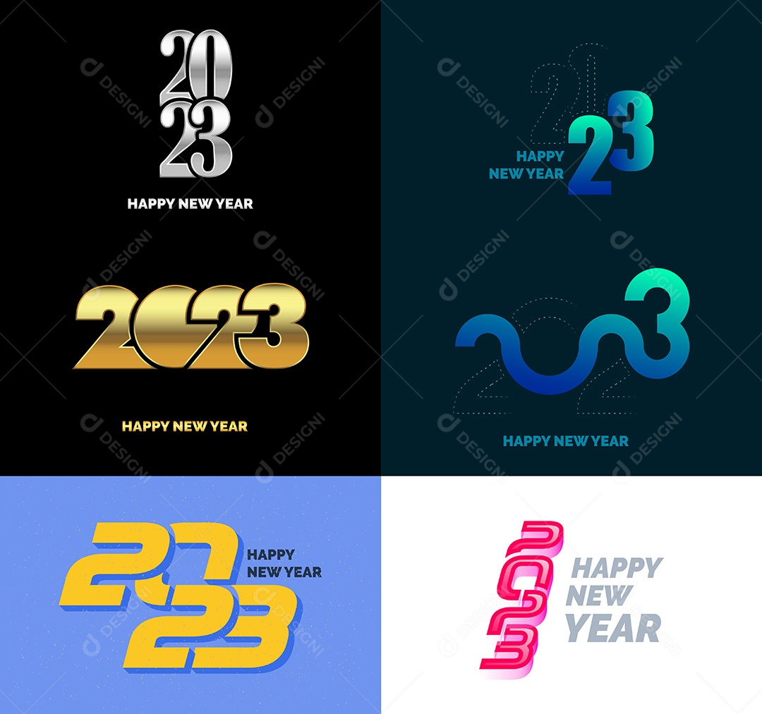 Coleção de Símbolos de Ano Novo de 2023 Vetor EPS