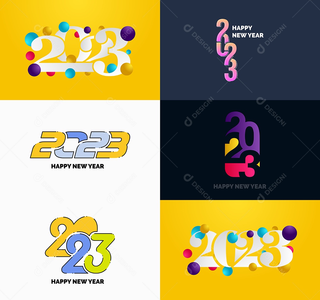 Coleção de Símbolos de Ano Novo de 2023 Vetor EPS