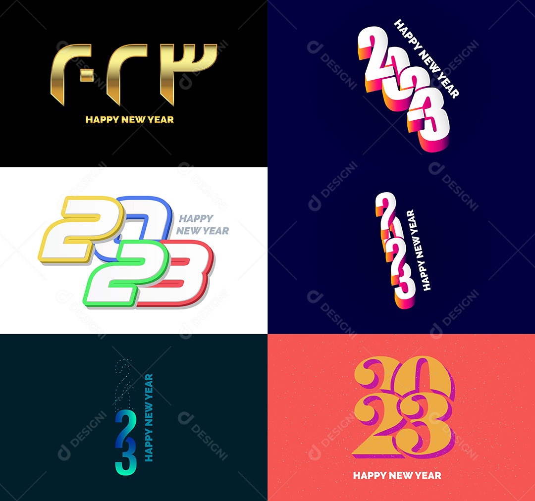 Coleção de Símbolos de Ano Novo de 2023 Vetor EPS