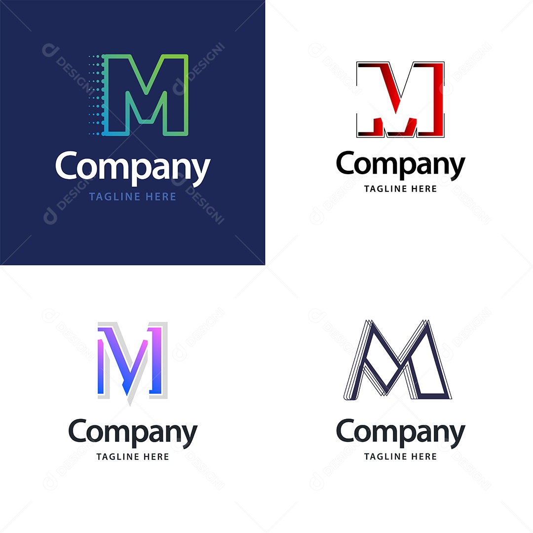 Logo M Logotipos Modernos AI Editável