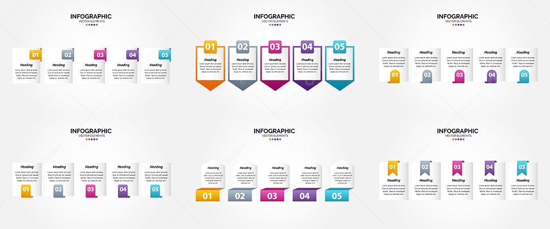 Conjunto de infográficos vetoriais Vetor EPS