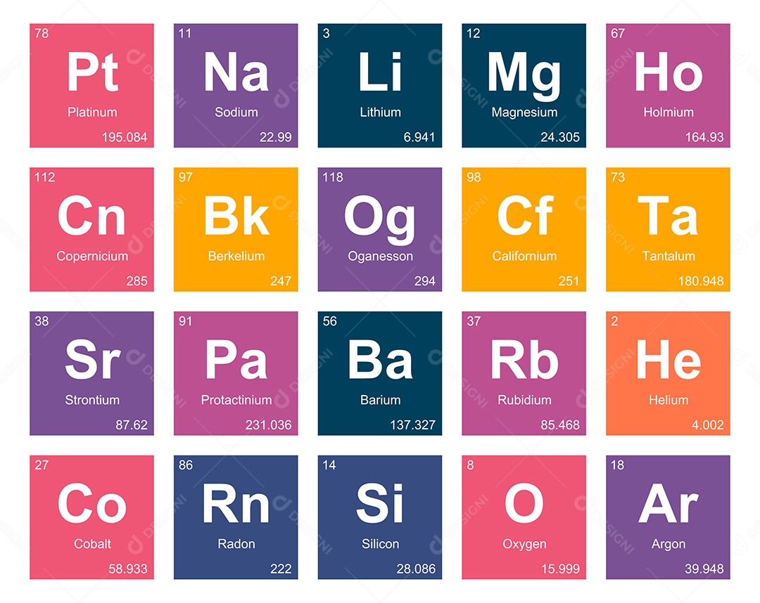 Tabela Periódica Colorida Ícones Vetor EPS