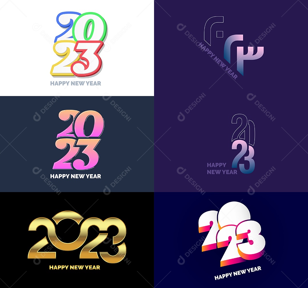 Coleção de Símbolos de Feliz Ano Novo de 2023 Vetor EPS