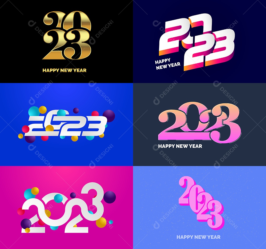 Coleção de Símbolos de Feliz Ano Novo de 2023 Vetor EPS