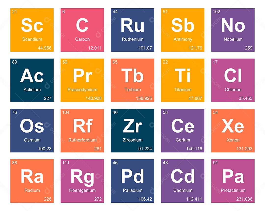 Tabela Periódica Colorida Ícones Vetor EPS