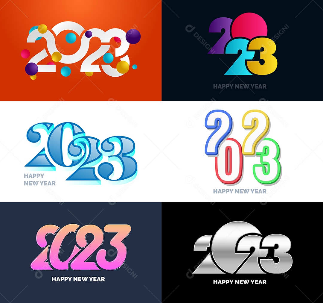 Coleção de Símbolos de Feliz Ano Novo de 2023 Vetor EPS