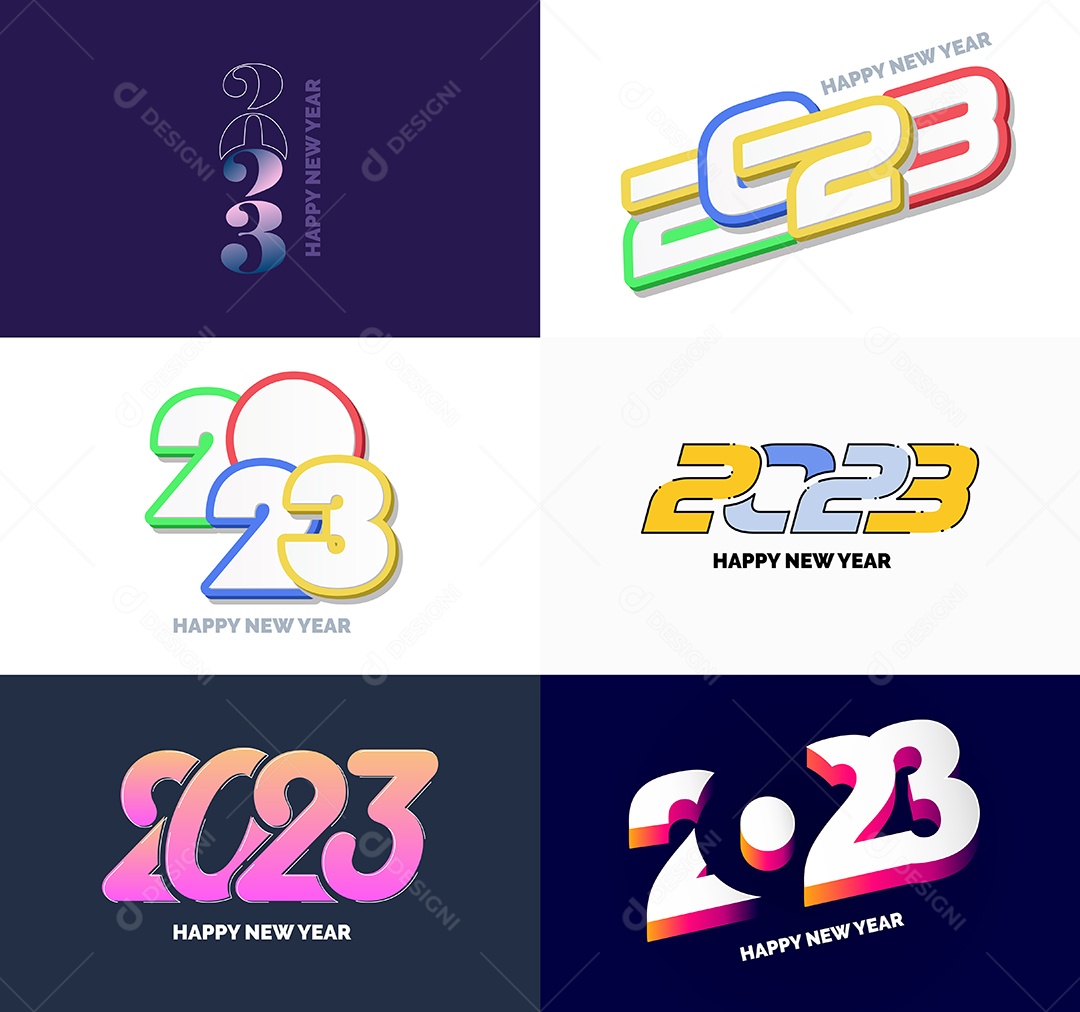 Coleção de Símbolos de Feliz Ano Novo de 2023 Vetor EPS