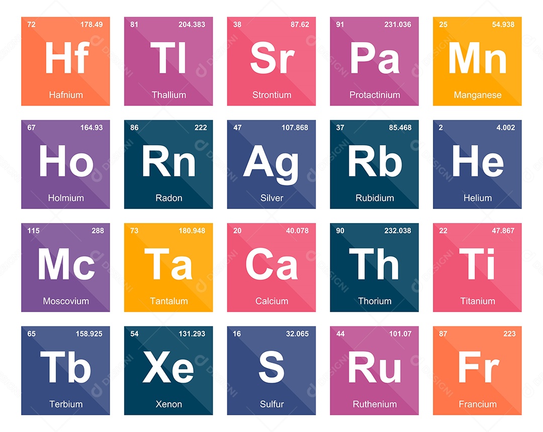 Tabela Periódica Colorida Ícones Vetor EPS
